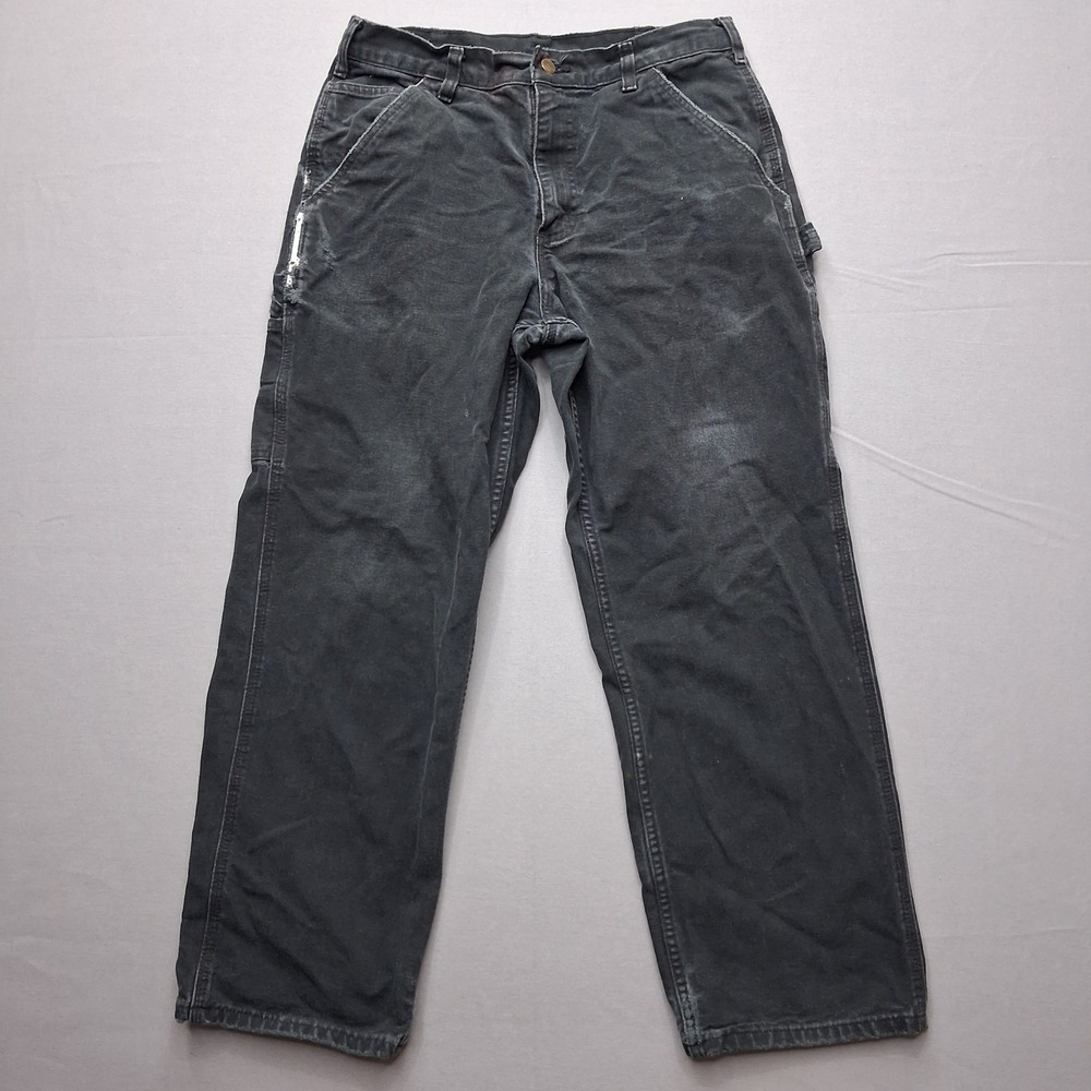 Carhartt Mens B11 BLK Loose Fit Washed Duck Canvas Carpenter Pants Black 32x30